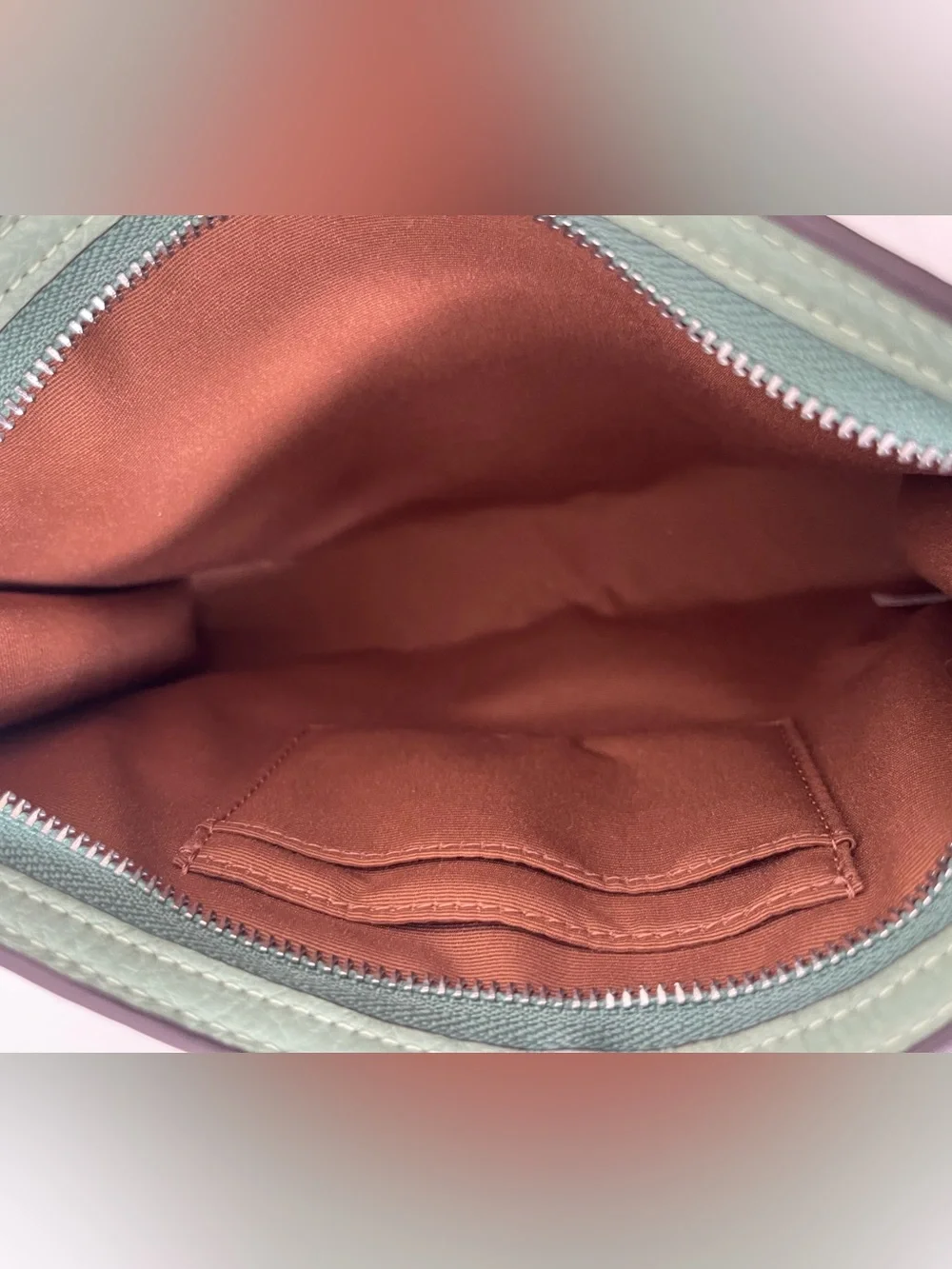 Coach Mint Green Pebbled Leather Wristlet Clutch